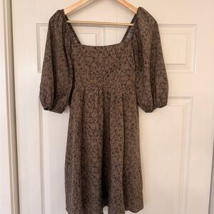 Wishlist Brown Patterned Long Sleeve Dress